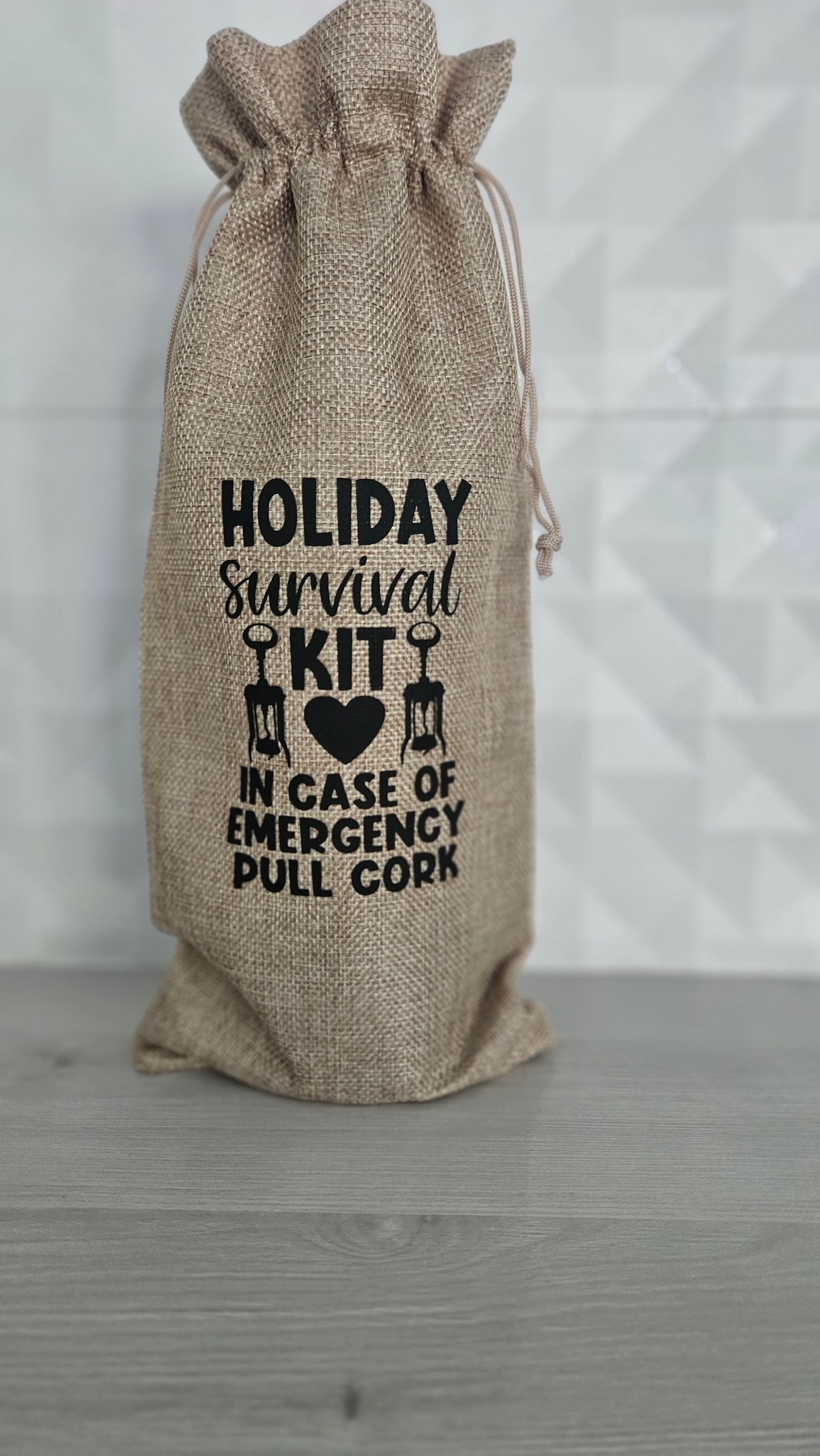 Quoted Linen Wine Bag