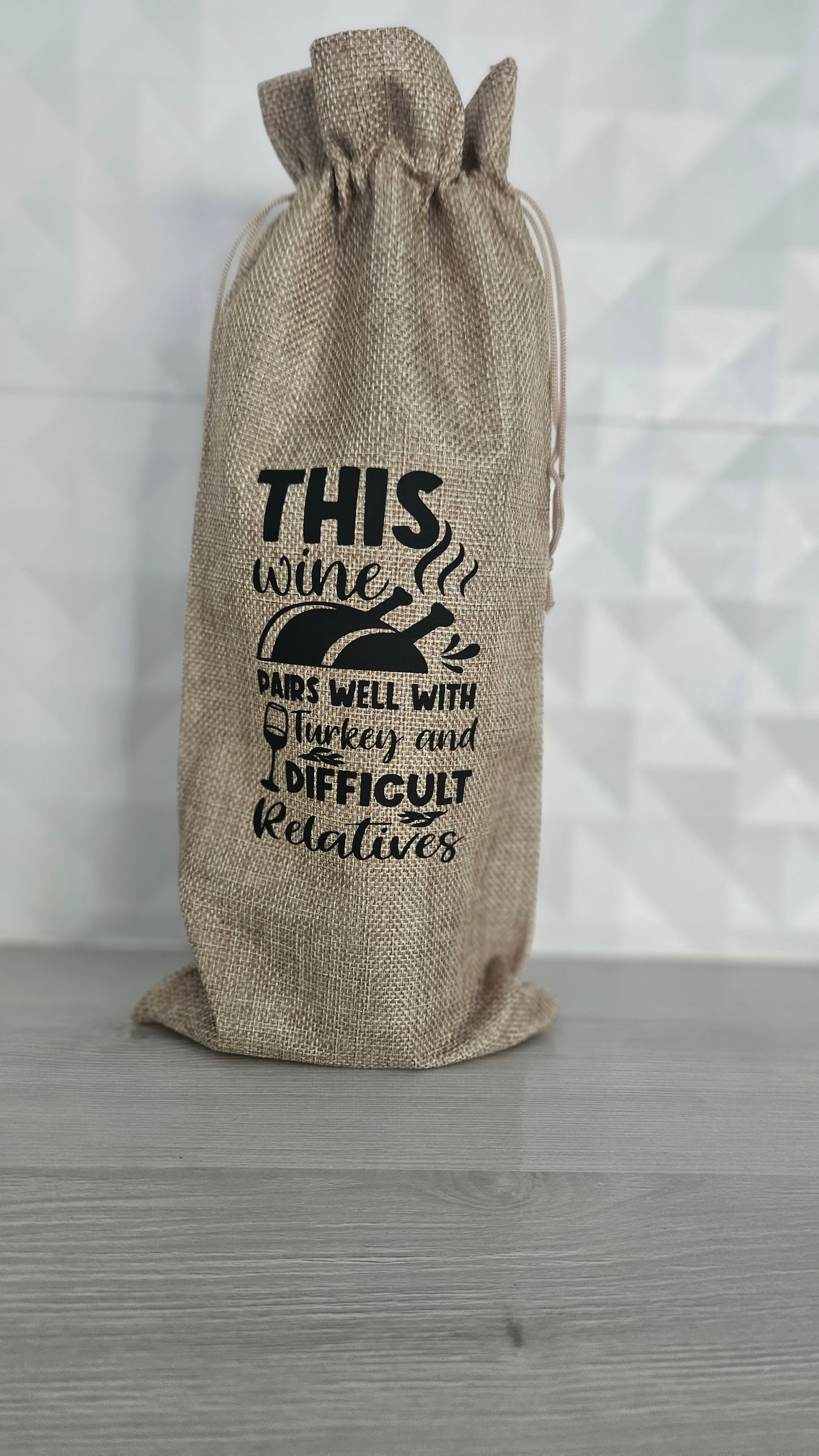 Quoted Linen Wine Bag