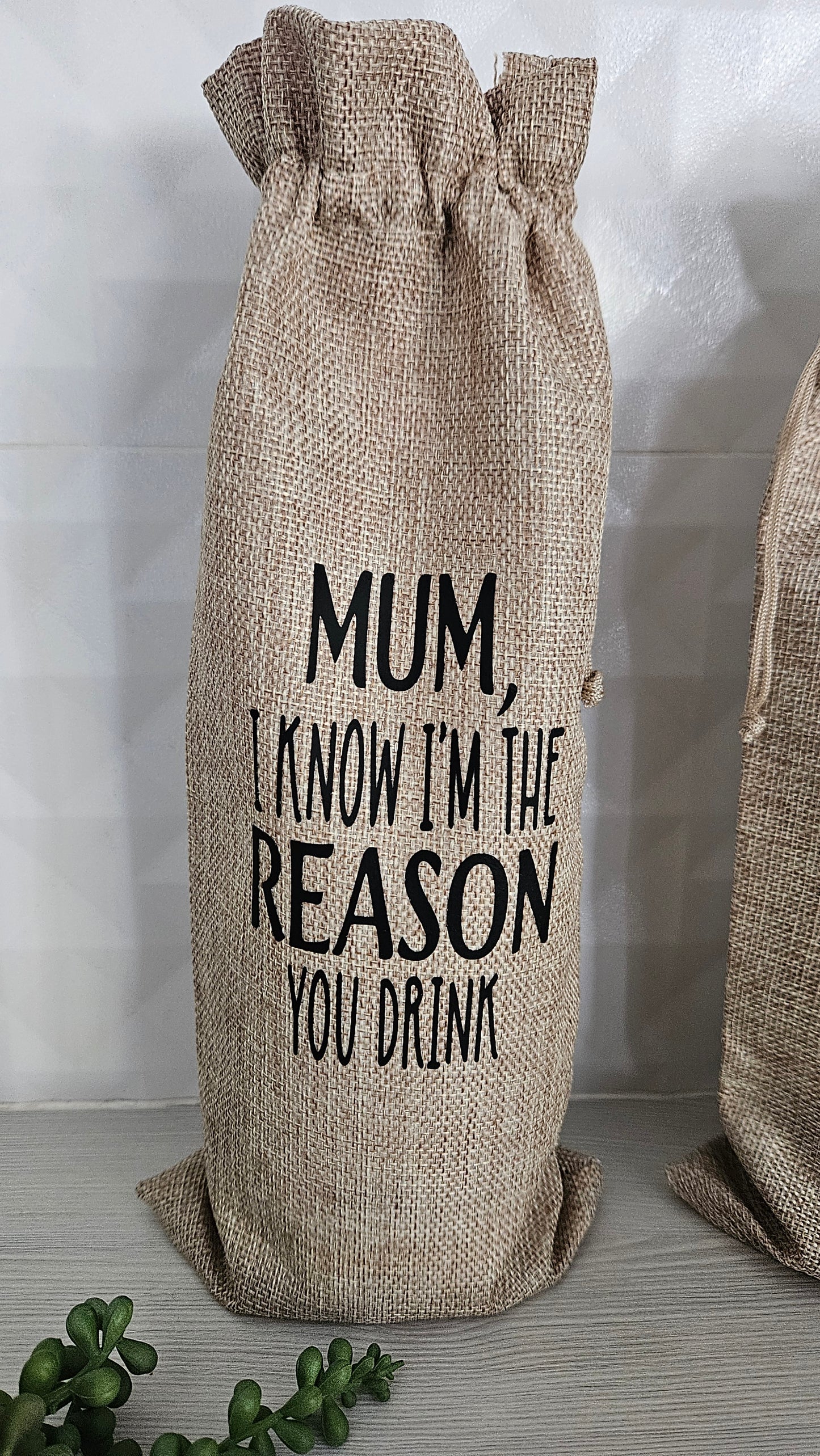 Quoted Linen Wine Bag