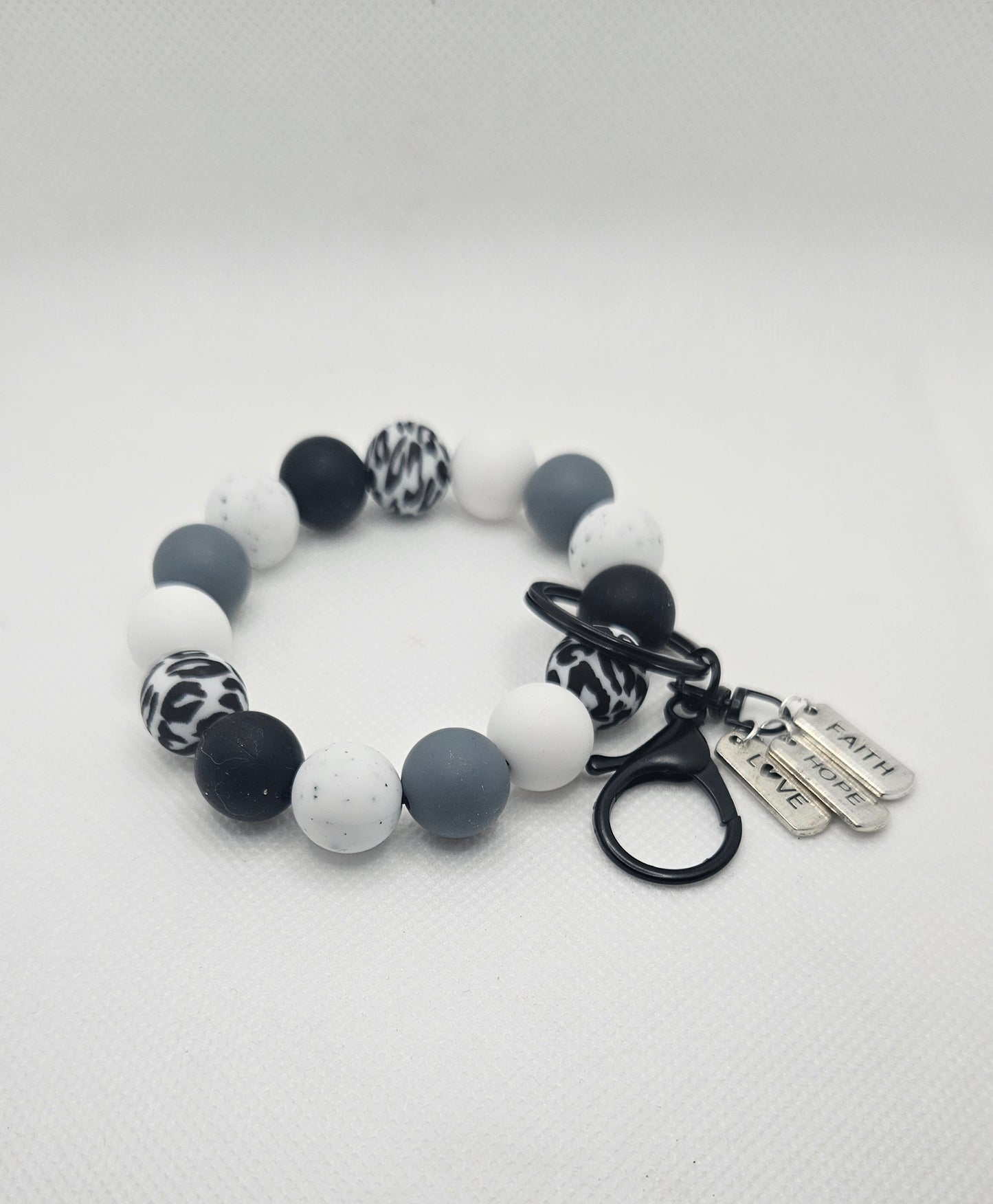 Silicone Bead Wrist Keyring with charms