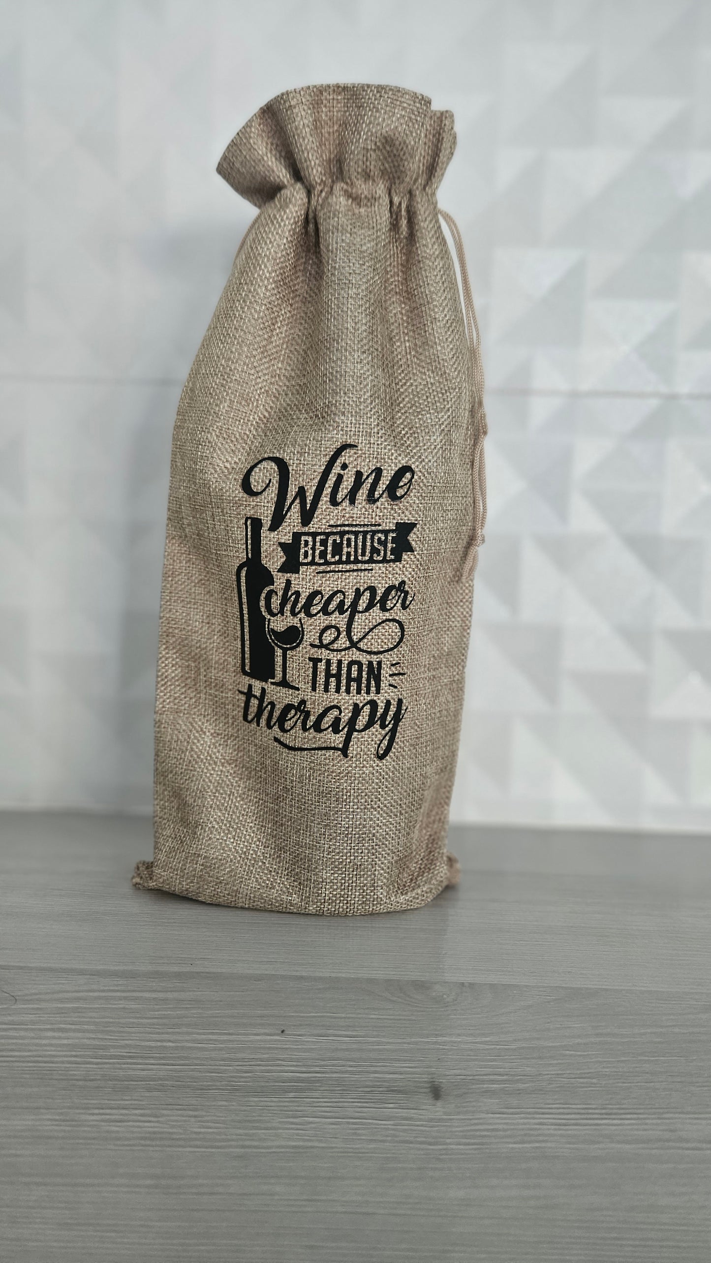 Quoted Linen Wine Bag