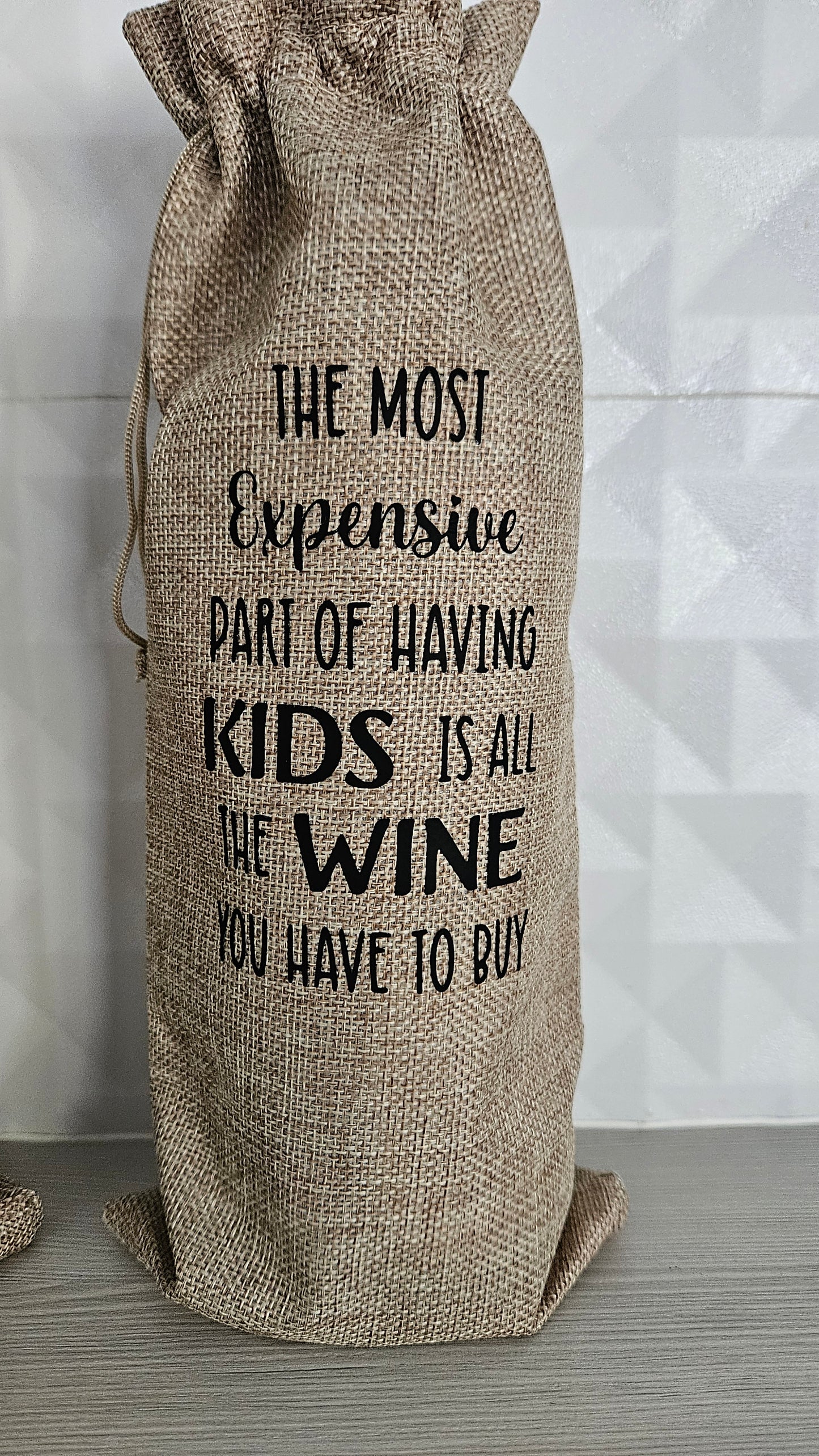 Quoted Linen Wine Bag