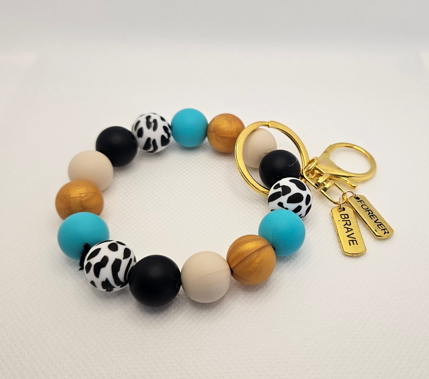 Silicone Bead Wrist Keyring with charms