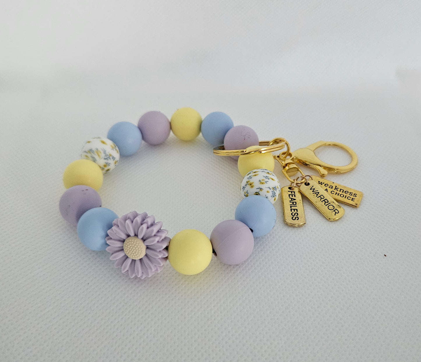 Silicone Bead Wrist Keyring with charms