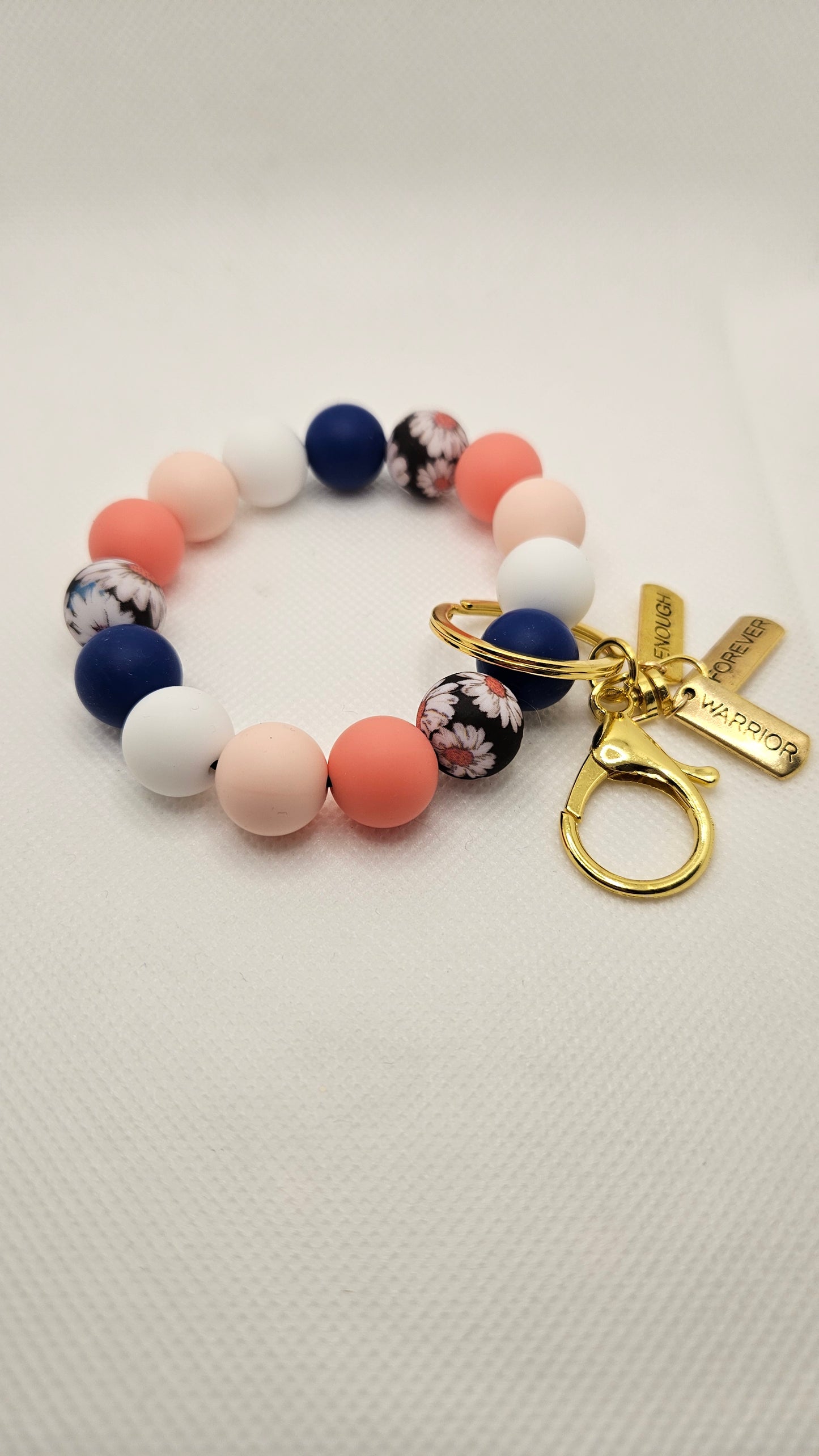 Silicone Bead Wrist Keyring with charms