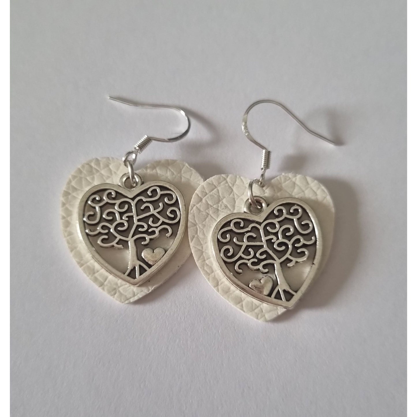 Silver Heart Drop Earrings