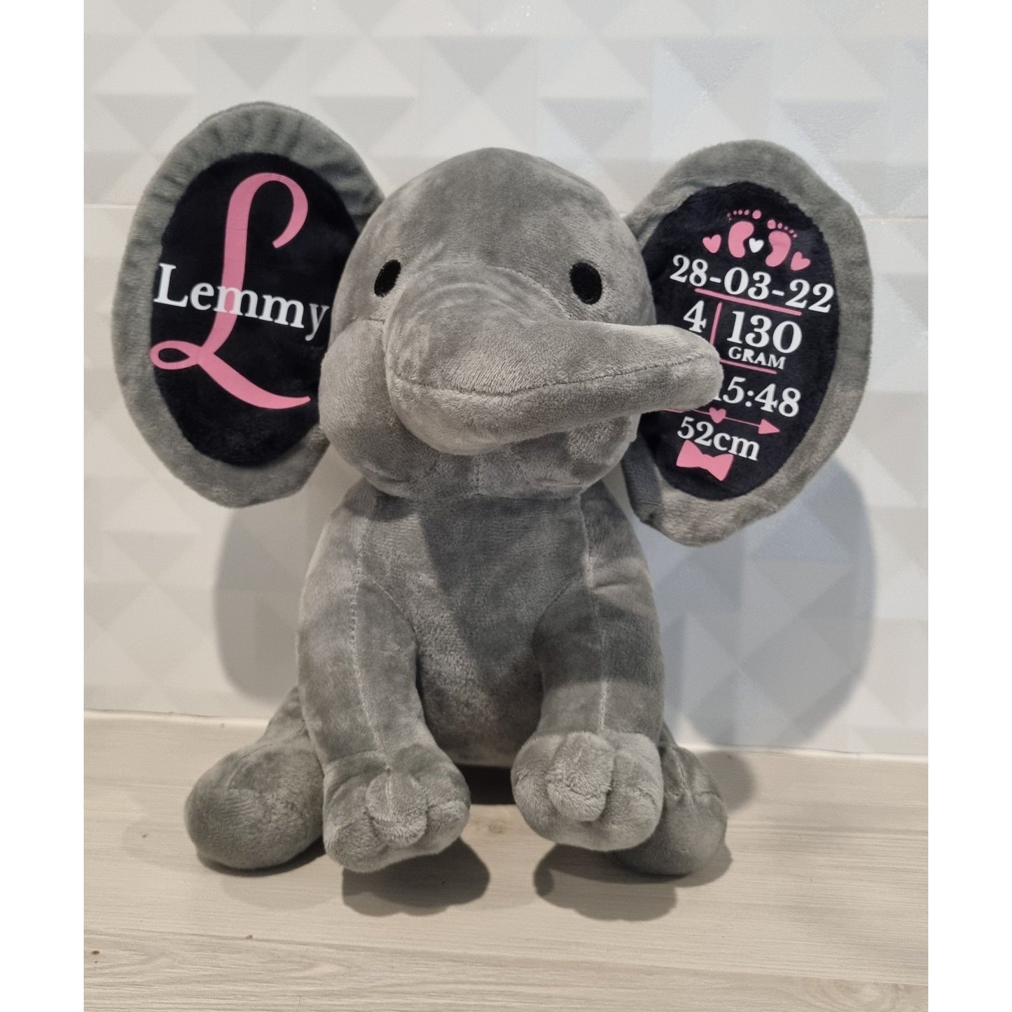 Personalised Birth Stat Elephant- Baby Keepsake Gift