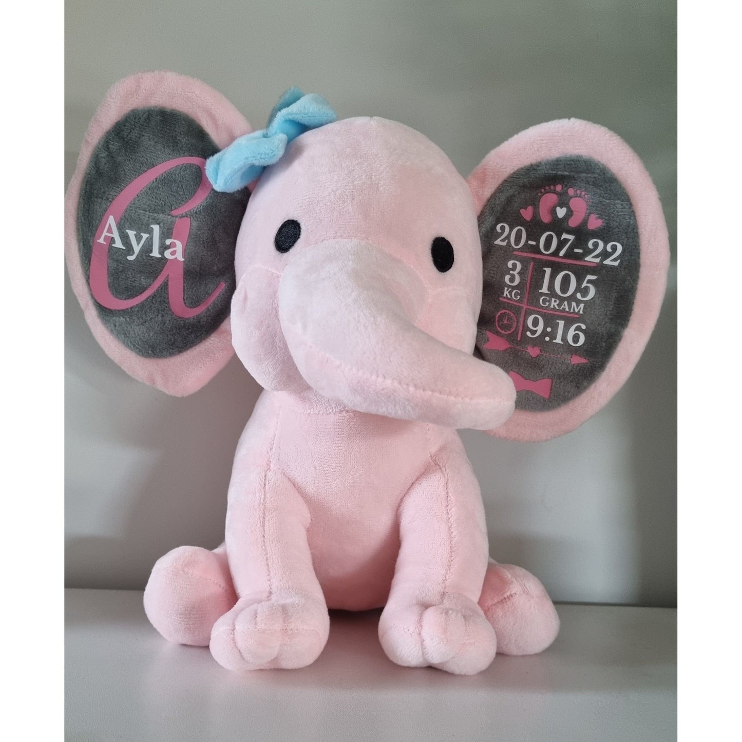 Personalised Birth Stat Elephant- Baby Keepsake Gift